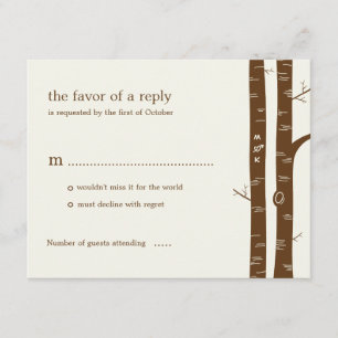 Carte RSVP de mariage des bouleaux - Amande