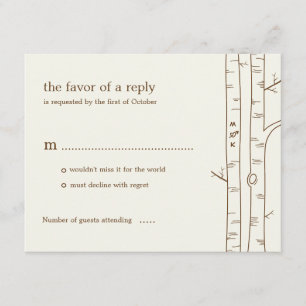 Carte RSVP de mariage des bouleaux - Sketchy
