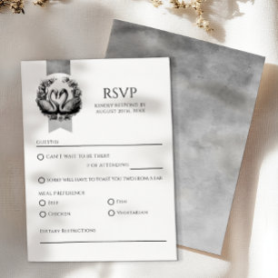 Carte RSVP de mariage des cygnes romantiques