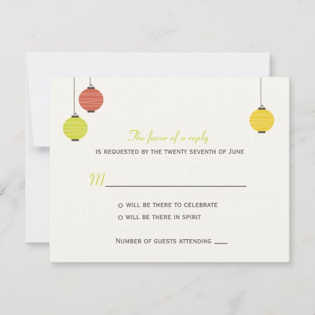 Carte RSVP de mariage des lanternes (Devant)