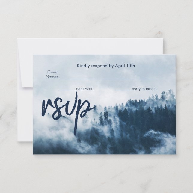 Carte RSVP de mariage des pins d'hiver (Devant)