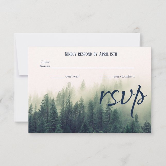 Carte RSVP de mariage des pins d'hiver (Devant)