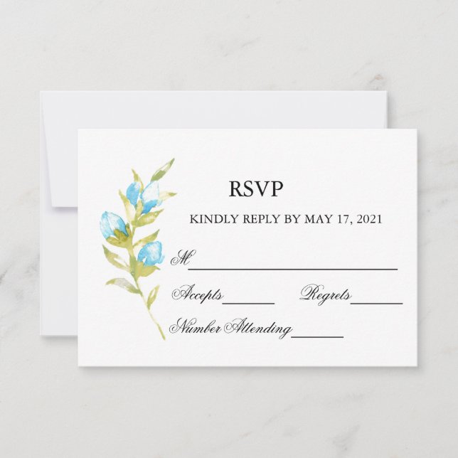 Carte RSVP de mariage des Roses bleus (Devant)