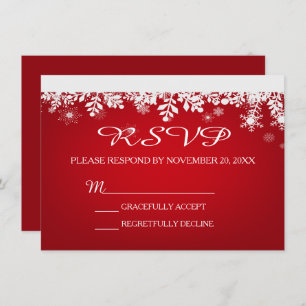 Carte RSVP de mariage d'hiver Red Snowflake