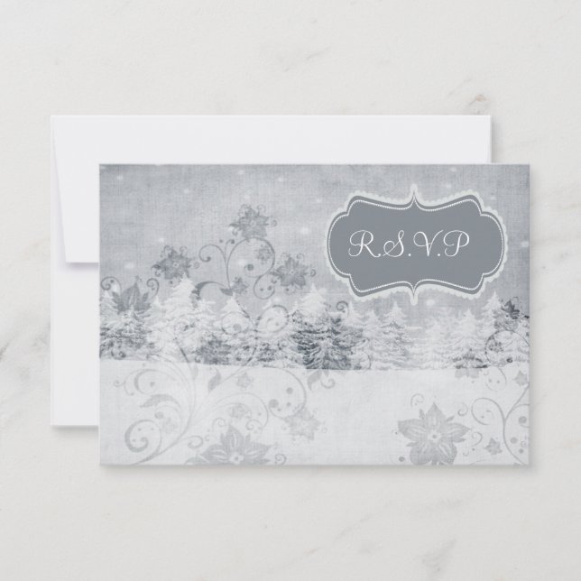 carte rsvp de mariage d'hiver standard 3,5 x 5 (Devant)