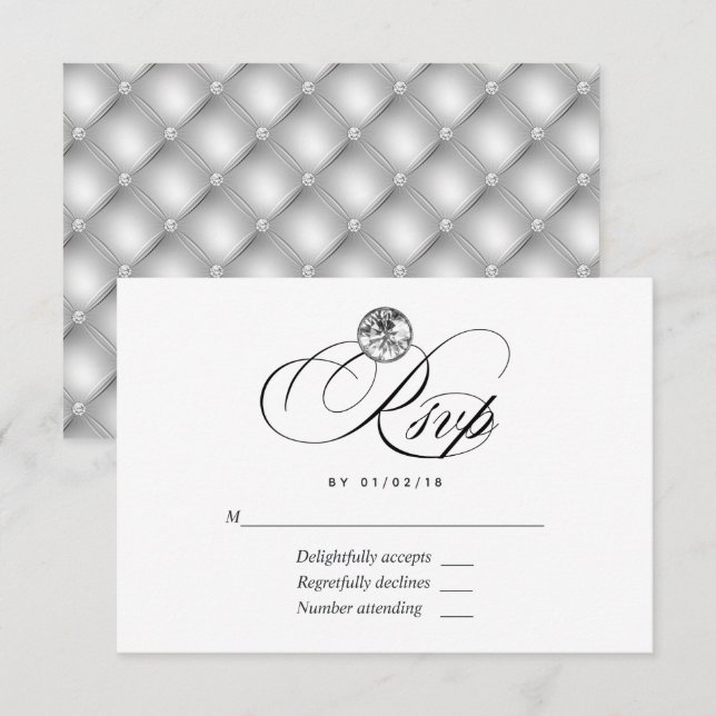 Carte RSVP de mariage diamant (Devant / Derrière)