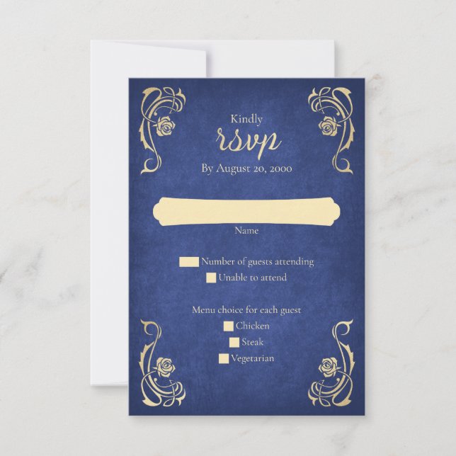 Carte RSVP de mariage du château Rose enchantée (Devant)