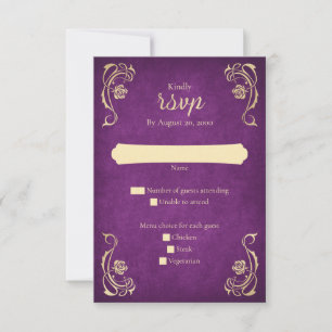 Carte RSVP de mariage du château Rose enchantée