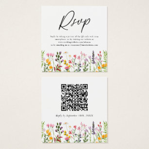 Carte RSVP de mariage du Fleur sauvage de code QR