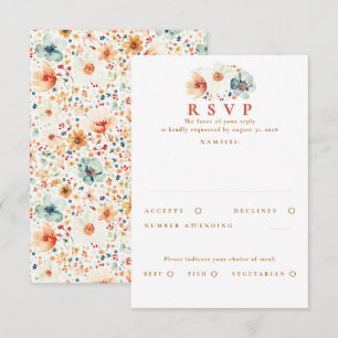 Carte RSVP de mariage du Fleur sauvage terrestre