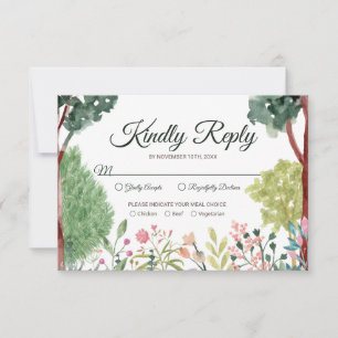 Carte RSVP de mariage du jardin d'aquarelle