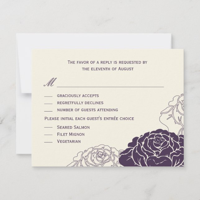 Carte RSVP de mariage du jardin rose - violet (Devant)