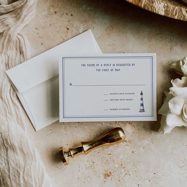 Carte RSVP de mariage du phare nautique (Créateur téléchargé)