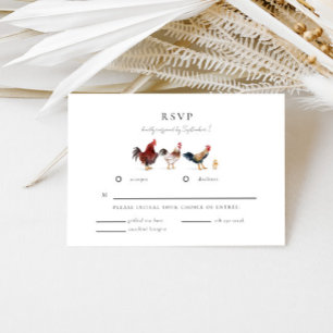 Carte RSVP de mariage du poulet animal de ferme