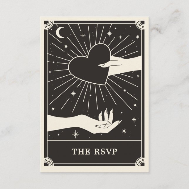 Carte RSVP de mariage du tarot céleste Boho (Devant)
