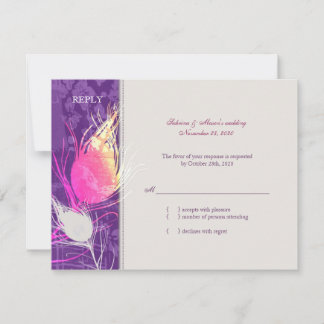 Carte RSVP de mariage élégant Peacock Charm