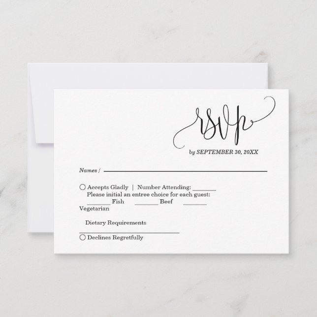 Carte RSVP de mariage élégante (Devant)