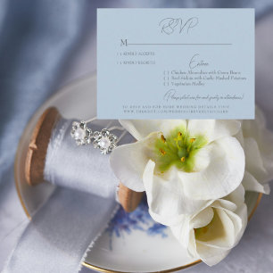 Carte RSVP de mariage en argent bleu ciel