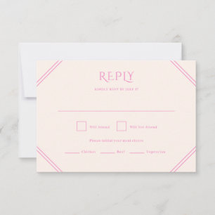 Carte RSVP de mariage en diamant rose