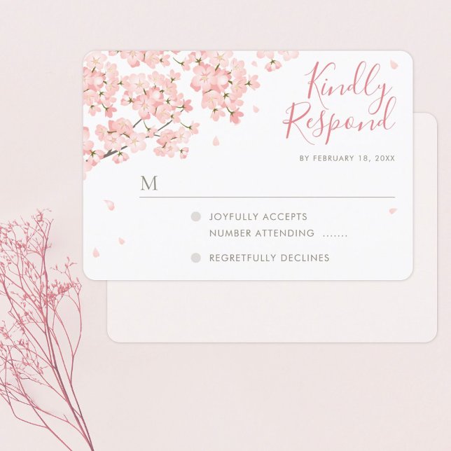 Carte RSVP de mariage en fleurs de cerises Sakura  (Créateur téléchargé)
