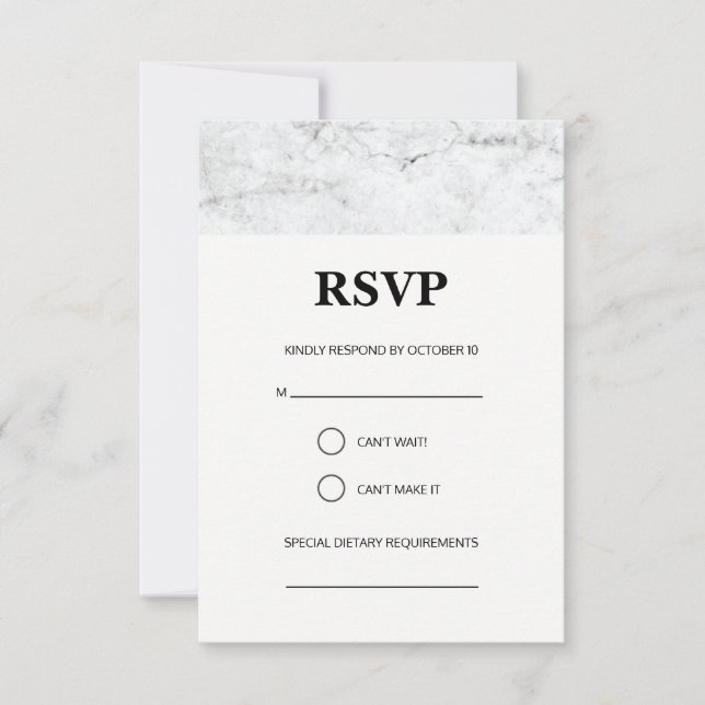 Carte RSVP de mariage en marbre moderne (Devant)