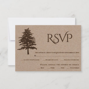 Carte RSVP de mariage en papier kraft gaussée Brow