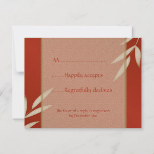 Carte RSVP de mariage en soie rouge