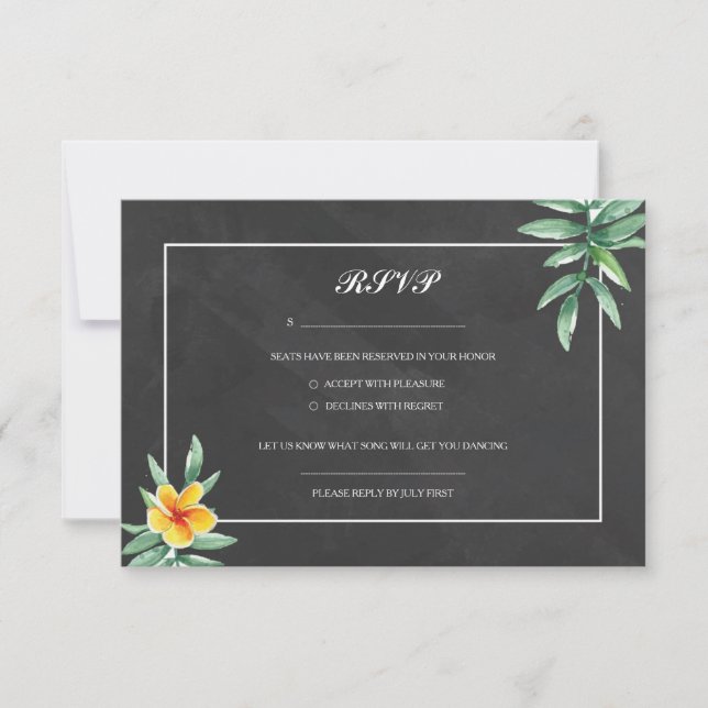 Carte RSVP de mariage en tableau de bord (Devant)