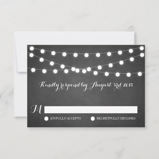 Carte RSVP de Mariage en tableau noir blanc Fairy  (Devant)