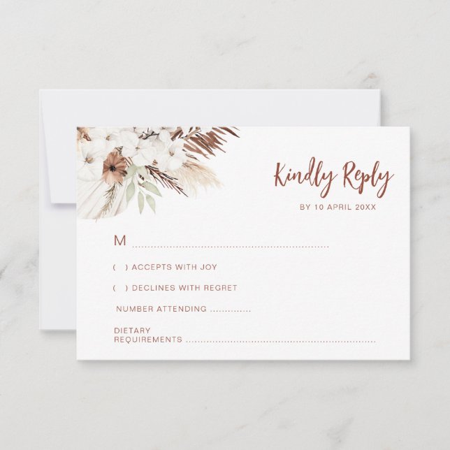 carte RSVP de mariage en terre cuite (Devant)