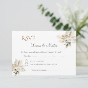 Carte RSVP de mariage espagnol Boho