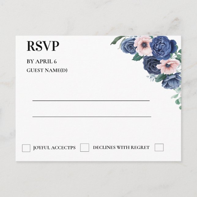Carte RSVP de mariage Eucalyptus Floral (Devant)