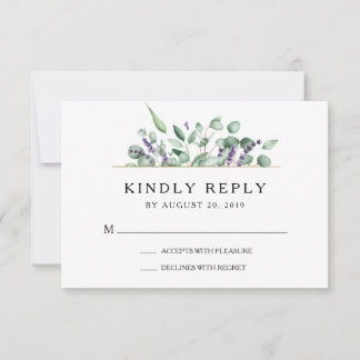 Carte RSVP de mariage Eucalyptus Lavande géométriq