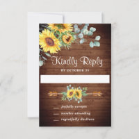 Carte RSVP de mariage Eucalyptus Sunflowers Aquare