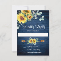 Carte RSVP de mariage Eucalyptus Sunflowers Aquare