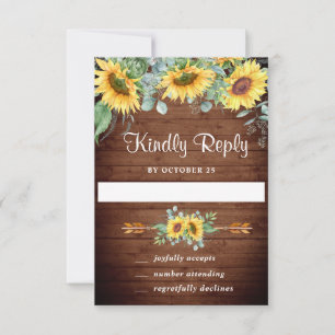 Carte RSVP de mariage Eucalyptus Sunflowers Aquare