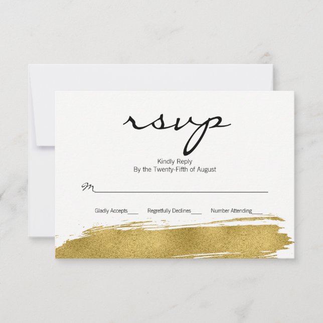 Carte RSVP de mariage Faux Gold moderne (Devant)