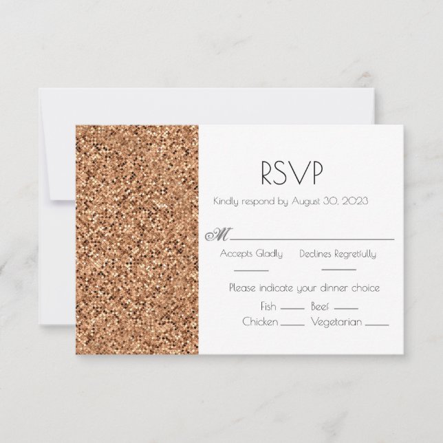 Carte RSVP de mariage Faux Parties scintillant en  (Devant)
