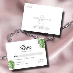 Carte RSVP de mariage Feuille de palme d'aquarelle