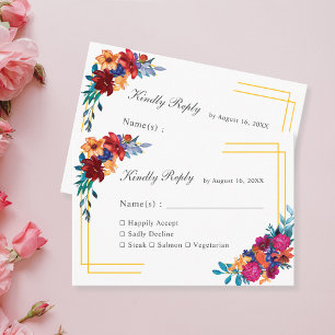 Carte RSVP de mariage Fiesta mexicaine Aquarelle