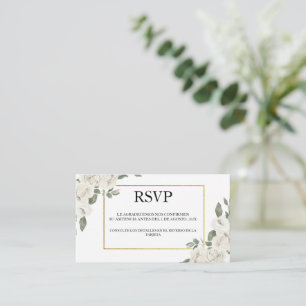 Carte RSVP de mariage Fleur blanche et verdure