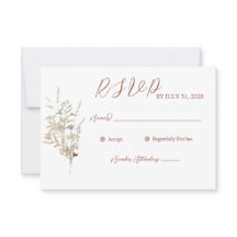 Carte RSVP de mariage fleur sauvage