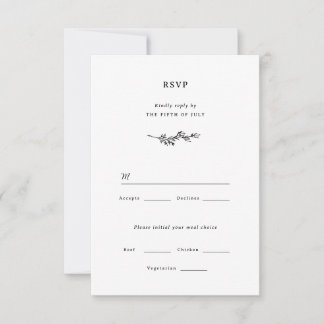 Carte RSVP de mariage fleur sauvage