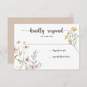 Carte RSVP de mariage fleur sauvage