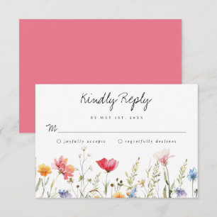 Carte RSVP de mariage fleur sauvage