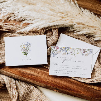 Carte RSVP de mariage fleur sauvage avec choix de