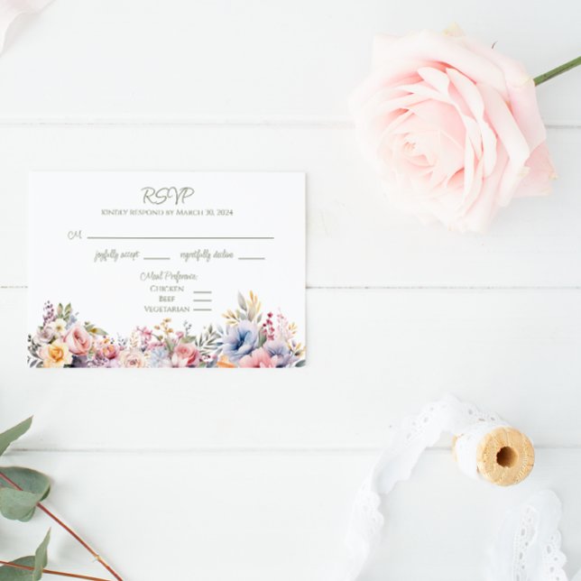 Carte RSVP de mariage Fleur sauvage coloré (Créateur téléchargé)