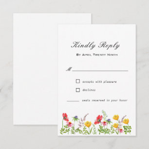 Carte RSVP de mariage Fleur sauvage d'aquarelle