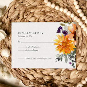 Carte RSVP de mariage Fleur sauvage de tournesol r