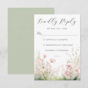 Carte RSVP de mariage Fleur sauvage délicate